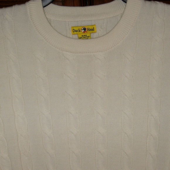 DUCK HEAD CREAM CREWNECK CABLE SWEATER XL - Picture 2 of 3